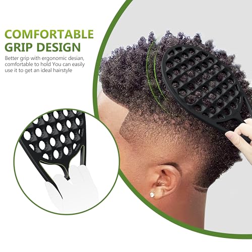 KOUPA Silicone Afro Twist Brush with Pick Comb - Easy Clean Dual-Sided Design with Textured Holes for Defined Afro Curls, Suitable for Coily Hair Men & Women, Black - color: Black