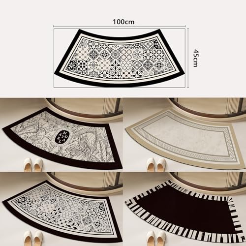 Fast Drying Curved Bath Mat Shower Mats for Round Bathroom and Shower, Strong Absorbent Corner Bath Mat, Rubber Non-Slip Bottom, Easy to Clean, 45x100cm(18x40inch),D - color: D
