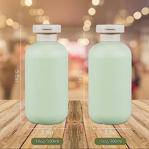 10oz Squeeze Bottles with Flip Cap, Refillable Plastic Travel Bottles for Creams, Lotion, Shampoo, Conditioner (2 Pcs) - color: Green, size: 300ml/10 oz