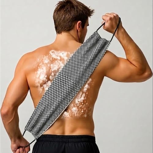 Yiclick Dual-Textured Exfoliating Washcloth Towel - Back Scrubber for Use in Shower Bath, Exfoliating Body Scrubber Exfoliator, Japanese Exfoliate Loofah Lufa Sponge Wash Cloth for Women Men - color: Grey