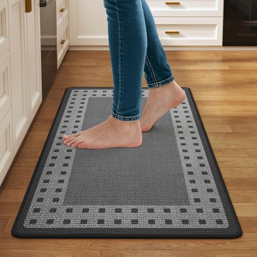 Kitchen Mats for Floor, 17''x30'' Washable Absorbent Kitchen Mat Non Slip, Braided Kitchen Runner Rug, Kitchen Sink Rug, Grey - color: B Graphic Grey, size: 17''x30''