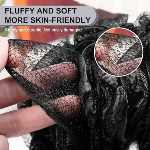 MTDLYICE Loofah Sponge XXL-100g 4 Pack, Bath Sponge Soft Mesh Shower Puff Loofah for Men, Exfoliating Body Scrubber for Women, Shower Accessories (Black) - style: 100g Black