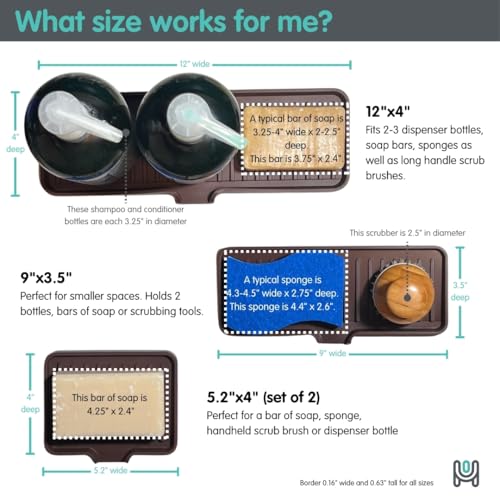 Silicone Soap Dish Tray and Sponge Holder with Drain Chute, Rectangular, Kitchen and Bathroom Sink Organizer (Grey, 9"x3.5") - color: Gray, size: (MD) 9"x3.5"