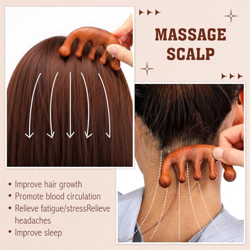LemonRoad 12 Pack Wooden Scalp Massager Natural Sandalwood Wide Tooth Combs Wooden Head Scalp Massage Combs Bulk for Hair Growth Hair Care(Classic) - style: Classic