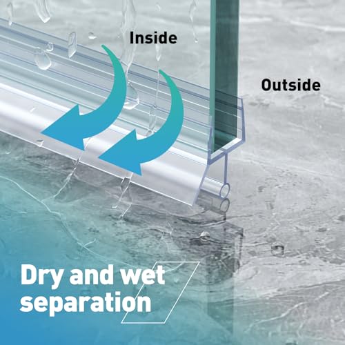 Shower Door Bottom Seal,2 PCS 1/4" X 36" Shower Door Sweep for 1/4 Inch Glass,Frameless Glass Door Seal Strip to Seal 11mm Gap - Stop Shower Leaks and Create a Water Barrier - size: For 1/4" Glass