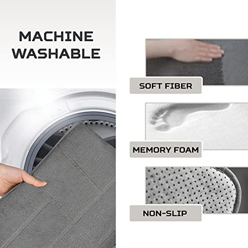 5 Piece Bathroom Rugs Set - Soft Non Slip Memory Foam Large Mats - Perfect Combination of Luxury and Comfort (Gray/Line, 5 Piece Set) - color: Gray /Line