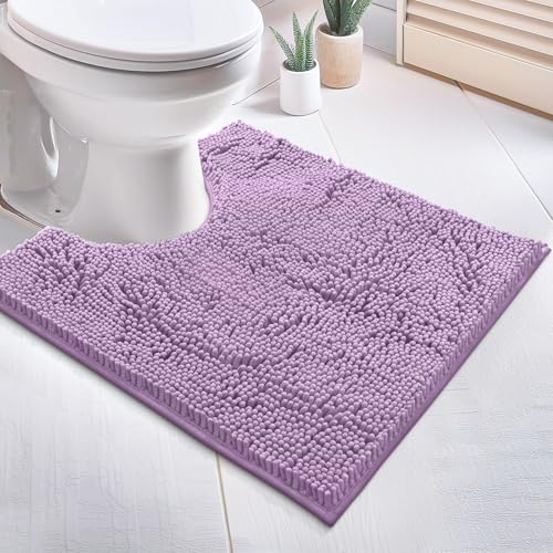 LuxUrux Bath Mat-Extra-Soft Plush Bath Shower Bathroom Rug,1'' Chenille Microfiber Material, Super Absorbent Shaggy Bath Rug. Machine Wash & Dry (20 x 20 inch, Lavender) - color: Lavender, size: 20'' X 20'' U