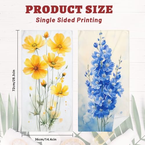 Cosmos Hand Towels, Watercolor Delphinium Plant Illustration Decorative Bath Towel Soft Absorbent Towel for Kitchen Guest Room Bathroom Gym Decor - color: Cosmos