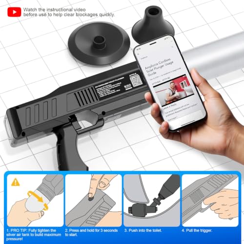 ‌Electric Toilet Plunger for Bathroom, High-Pressure Air Plunger, Heavy-Duty Clog Remover for Toilets, Toilet Drain Unclogger (Ink Black)