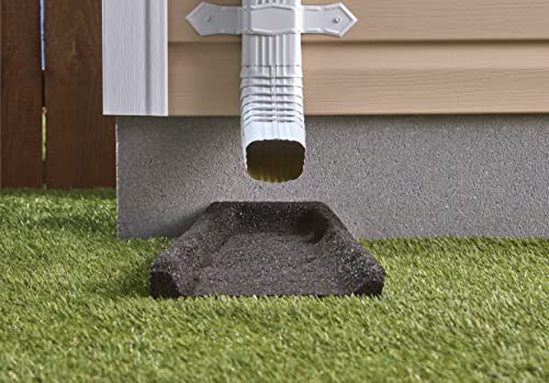 Rubberific Premium Rubber Downspout Splash Block Rain Guard Stone Textured Drain Extender (Black) - color: Black