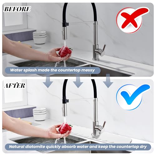 23.6'' Long Size Diatomite Faucet Mat Fast Drying Stone Sink Tray Splash Proof Bathroom Counter Faucet Super Water Absorption - size: 23.6" x 3.9"