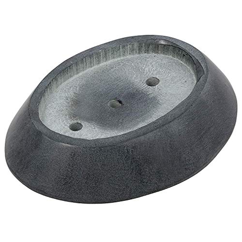 Ajuny Self Draining Soap Dish with Drain Durable Waterfall Stone Soap Tray Holder Soap Saver for Shower, Bathroom, Kitchen, Bathtub Easy Clean - Grey | Soap Saver Tray Natural Stone Plate for Kitchen Countertop Shower Bathroom Accessories Non-Slip Keep Dr