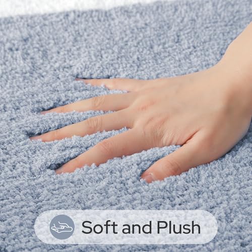 HOMEIDEAS Bathroom Rugs Sets 2 Piece, Super Soft and Absorbent Microfiber Tufted Bath Mats, Non-Slip and Machine Washable Bath Rugs(Grey Blue) - color: Blue