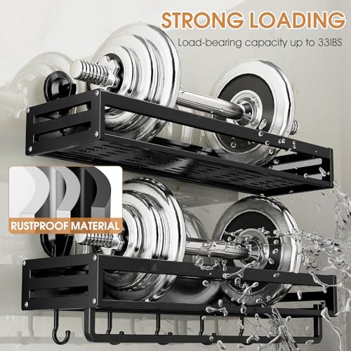 Suction Cup Shower Caddy, 15.7 inch Extended Version, 5 Hooks & Towel Rrack, No Drilling Required, Rust-resistant Bathroom Shower Organizer,with 2 Extra Suction Cups for Replacement Use(2Pack-Black) - size: 15.7 inches(2-Pack Black )