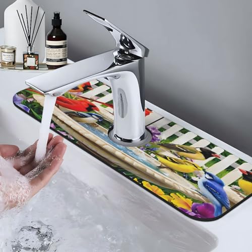 Bird Kitchen sink faucet pad, strong water absorption, anti slip, easy to clean, very suitable for splash and drip prevention, suitable for kitchens and bathrooms - color: Bird
