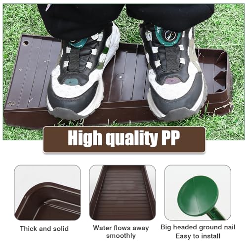 Rain-Gutter Downspout Splash Block - Gutter Downspout Extensions for Rainwater Drainage, Lader Downwards Design, 16" Fixable Downspout Extender with 8 Fixing PP Nails (4, Brown) - color: Brown, size: 4Pack
