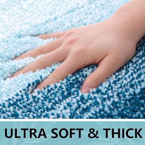 Arotive Bathroom Rugs Sets 2 Piece, Shaggy Soft and Absorbent Microfiber Bath Rugs, Machine Washable Dry Bath Mats for Bathroom, 47x20 and 24x16, Peacock Blue - color: Peacock Blue, size: 47" X 20" + 24" X 16"