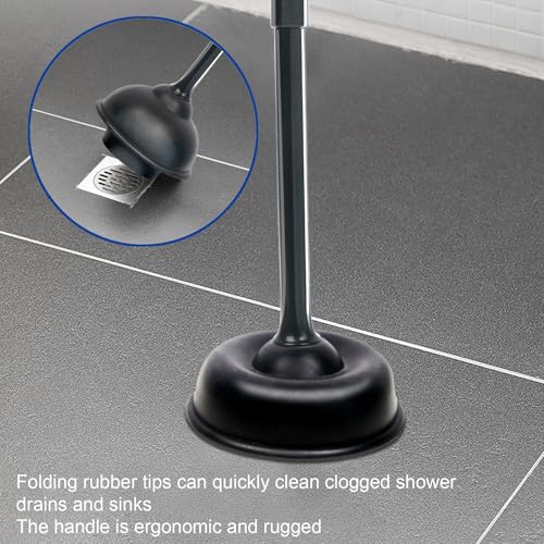CELOX Black Toilet Plunger and Brush Set with Holder for Bathroom, 1 Set,Silver-Black - color: Silver-black