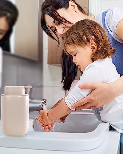 BosilunLife Foam Soap Dispenser - Ceramic Foaming Hand Wash Dispenser for Bathroom Modern Farmhouse Small Soap Dispenser Lotion Hand Pump Dispenser for Kitchen Sink (Khaki, Foam Pump) - color: Khaki-foam Pump