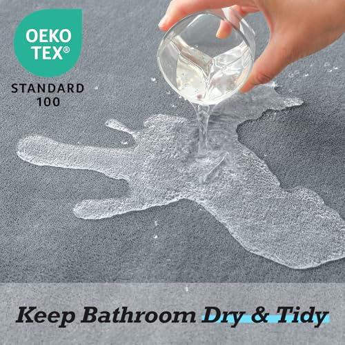 HUXMEYSON Bathroom Rugs Sets 2 Piece, Non-Slip & Quick Dry Bath Mat Set, Ultra Soft Velvet Bath Rugs for Bathroom, Toilet and Shower Floor, Grey - color: Grey, size: 17"x24"+20"x48"