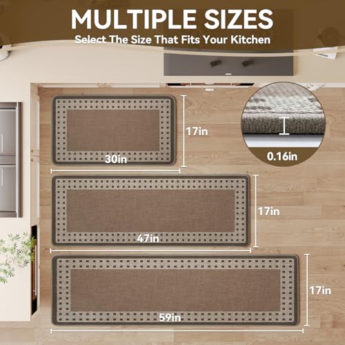 Kitchen Mats for Floor, 17''x47'' Washable Absorbent Kitchen Mat Non Slip, Braided Kitchen Runner Rug, Kitchen Sink Rug, Brown - color: B Graphic Brown, size: 17''x47''