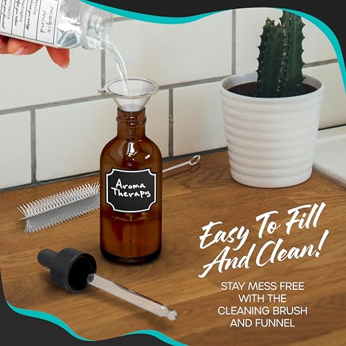 Nevlers Amber Glass Dropper Bottle 4oz 24 Pack Set | Tincture Bottles with Dropper , Labels, Marker, Funnel, Brush & Shrink Wrap | Glass Dropper for Oils | Amber Bottles 4 oz Kit - color: Amber