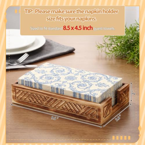 Wood Napkin Holder for Bathroom Paper Towel Holder Tray for Guest Farmhouse Rustic Wooden Tray Disposable Hand Towels Basket Modern Tabletop Decor for Cocktail Kitchen Coffee Bar(Brown) - color: Brown