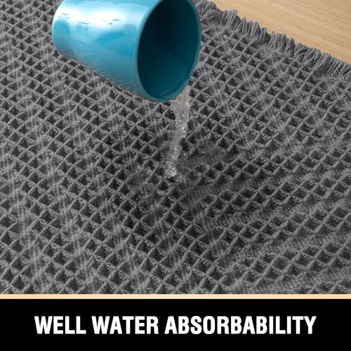 H.VERSAILTEX Waffle Bath Mat Super Absorbent Boho Bath Mat Non Slip Bath Rugs for Bathroom Floor Machine Washable Dry Fast Bathroom Rugs with Tassels (20 x 32 Plus 17 x 24 Inches, Gray) - color: Grey, size: 20" x 32" Plus 17" x 24"