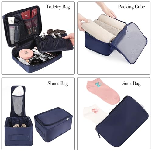 BAGAIL 8 Set Packing Cubes Luggage Packing Organizers for Travel Accessories-Indigo - color: Indigo, size: 8 Set