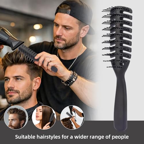 Brush for Man Styling,Vent Brush, Wide Tooth Comb & Texture Comb Set | 3Pcs Hair Brush for Faster Blow Drying, Detangling &Slick Back
