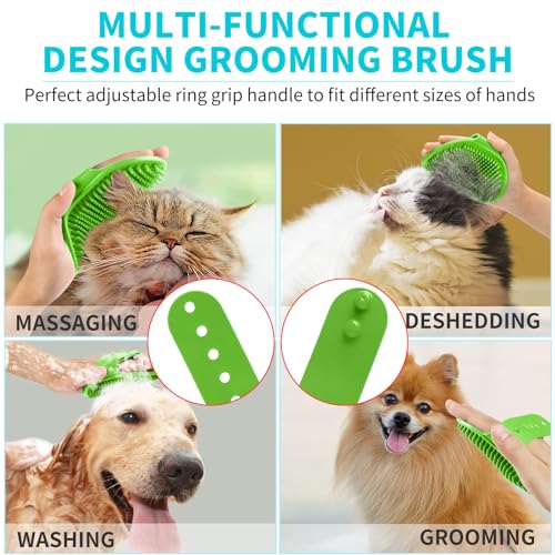 Comotech 6PCS Dog Bath Brush & Dog Toothbrush | Adjustable Handle Shampoo Brush & Scrubber for Short & Long Haired Dogs & Cats | Effectively Solve Odor & Stain Removal Problems (Blue Green Gray) - color: Blue Green Gray