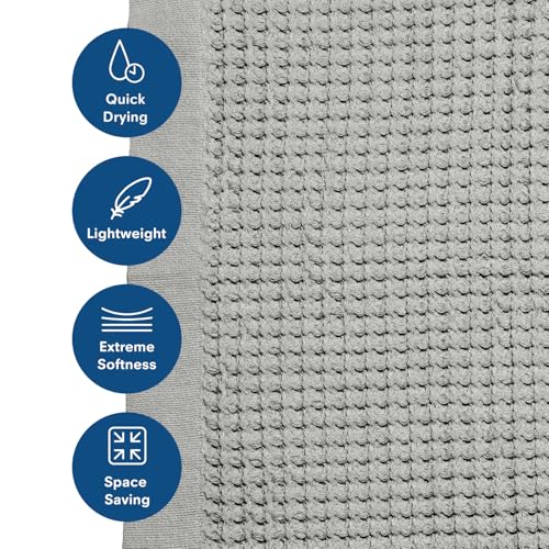 ONSEN Supima Cotton Waffle Bath Mat – Bathroom Rug, Washable Rug, Bathroom Floor Mat – Ultra-Absorbent, Quick-Dry, Soft & Durable Luxury Cotton - Cinder Grey, 20x30 in - color: Cinder Grey