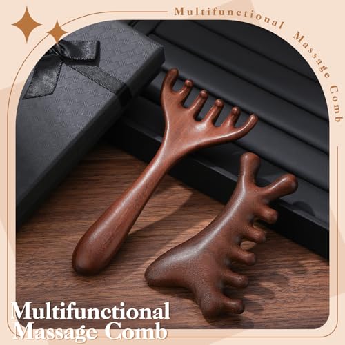 ProSuites 2 Pcs Wooden Scalp Massage Tool for Head Massager Comb Gua Sha Tool for Relaxation Hair Head - color: Wood