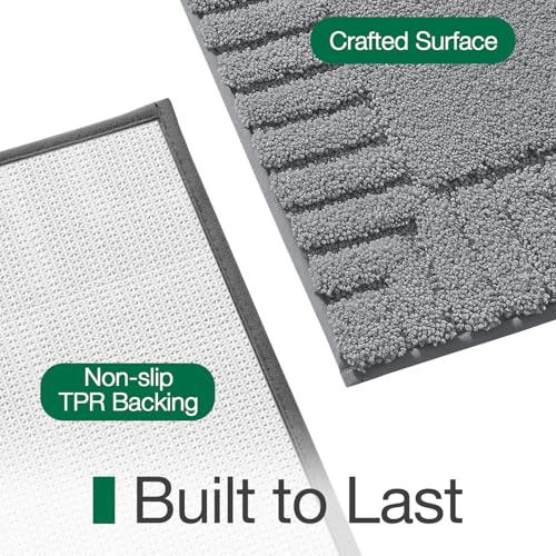 LUMI Bathroom Rugs Non Slip with Rubber Backing, Extra Soft Plush Microfiber Bath Rug Absorbent, Machine Washable Bath Mat Quick Dry for Tub, Shower, Hotel, Dark Grey, 20"x32" - color: Dark Grey, size: 20" x 32"