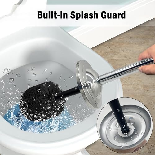 Stainless Steel Toilet Bowl Brush with Holder Metal Bathroom Cleaning Set Rustproof Hygienic Durable Modern Design - color: Chrome/Silver