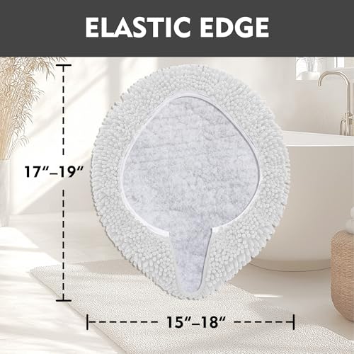 RUN HELIX Bathroom Toilet Lid Cover,Chenille Machine Washable Seat Covers, 17.5x15, Stays in Place Rubber Backing, Fits Most Round, Elongated and Oblong Lids, Accessories Decor,White - color: White, size: Lid 17.5"x15"