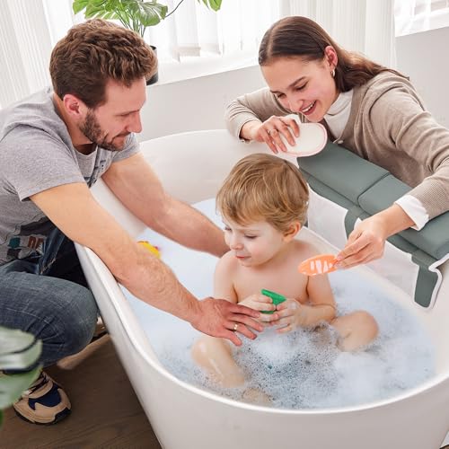 Baby Bath Kneeler and Elbow Rest Pad Set,Bath Kneeling Pad Thick Soft Quick Dry Bathtub Mat for Bathing Time,Baby Essentials Memory Foam with Toys Organizer Gifts for Parents,Dark Grey - color: Dark Grey