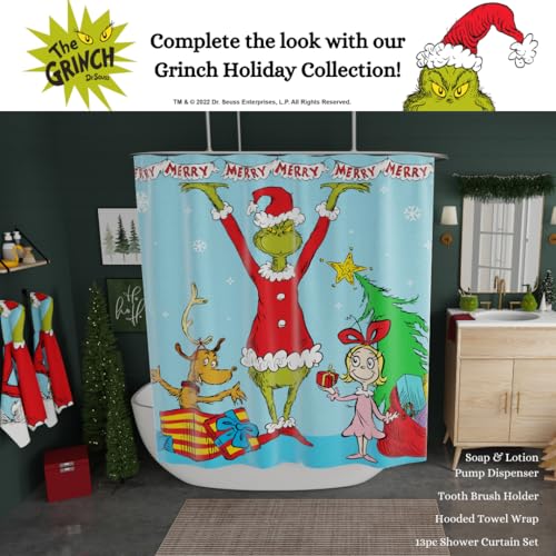 Collectibles Grinch by Dr. Seuss Holiday & Christmas Poly Knit 2 Piece Toilet Cover, Non Slip and U-Shaped Contour Toilet Mat, (Officially Licensed Product) By Franco - color: Grinch - Bath Contour Set