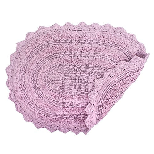 DII Crochet Collection Reversible Bath Mat, Small Oval, 17x24, Mauve - color: Mauve, size: 1'5" x 2' (Oval)