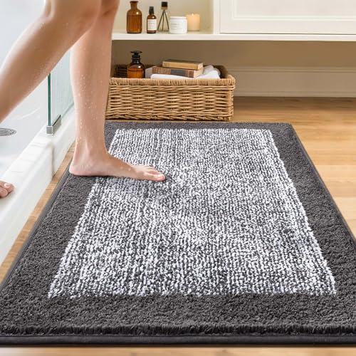 48x32 Large Bathroom Rugs Washable Non Slip, Grey Bath Mat for Bathroom Floor Tub, Soft Absorbent Quick Dry Mats for Shower, Bathtub,Home Decor - color: A-grey, size: 2'8" x 4' (Rectangular)