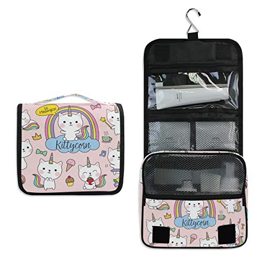 senya Hanging Travel Toiletry Bag Kit Makeup Case Cosmetics Organizer for Men Women - color: unicorn cat