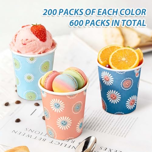 SIUQ [600 Pack 5 oz Paper Cups, Disposable Bathroom Cups, Small Mouthwash Cups, Hot/Cold Beverage Drinking Mini Cup for Party, Picnic, BBQ, Travel (Daisy) - color: Daisy 5oz-600 pack