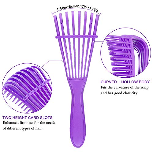 2 Pieces Detangling Brush for Afro America/African Hair Textured 3a to 4c Kinky Wavy/Curly/Coily/Wet/Dry/Oil/Thick/Long Hair, Knots Detangler Easy to Clean (Beige, Purple) - color: Beige, Purple