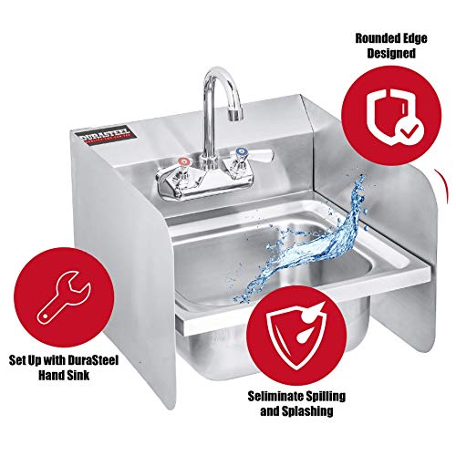 DuraSteel Stainless Steel Sink Splash Guard - 15" x 6" Deck Mount Commercial Kitchen Shield - Kitchen Safety & Hygiene Cooking Splatter Screen - Ideal for Hand Sink, Prep Sink, Bar Sinks - size: 15 x 6 inch Deck Mount