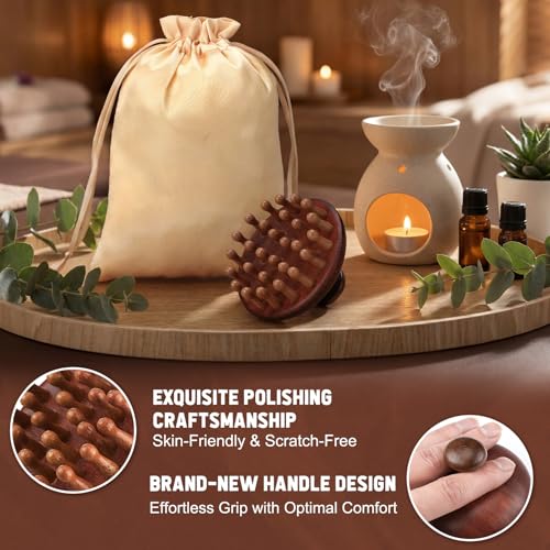 ProSuites 3 Pcs Wooden Head Scalp Massager Comb, Head Massage Tool for Relaxation Hair Gua Sha Comb - color: Wooden Color 1