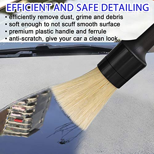 Detailing Brush Set - 10 Pcs Detail Brushes Car Detailing, Auto Boar Hair Car Detailing Kit for Cleaning Interior Exterior - Vehicles Wheels Leather Engine Dashboard - color: Car Detail Brushes Black+red