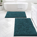 H.VERSAILTEX Bath Mats - Luxury Chenille Non Slip Bathroom Rugs, Extra Soft, Absorbent, Shaggy, Washable, Fast Dry 2 Piece (Dark Teal, 24" x 36"/20" x 32") - color: Dark Teal, size: 20" x 32" Plus 24" x 36"