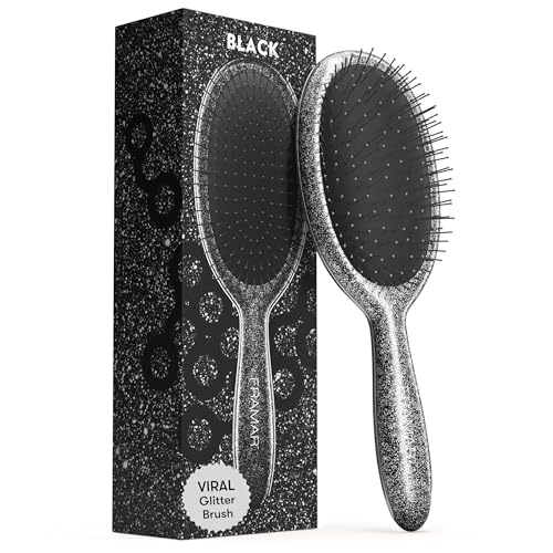 FRAMAR Glitter Hair Brush Detangler, Detangling Hairbrush For Women, Wet Hair Brush For Girls, Hair Detangler Brush, Wet Hairbrush, Hairbrushes, Girls Hairbrush Detangler, Reduces Frizz - Black - color: Glitter - Black