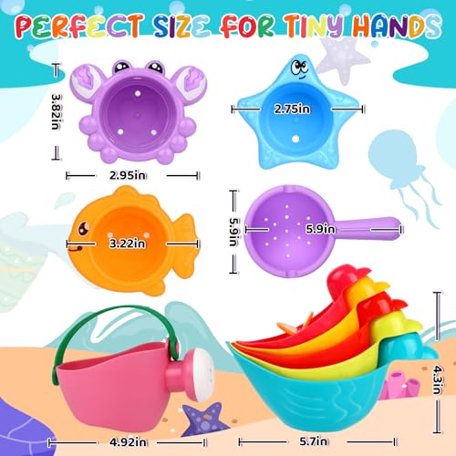 10 Pcs Bath Toys for Kids Ages 1-3, Bathtub & Pool Water Toys for Toddlers 1-3 & Babies 12-18 Months, Water Table Accessories with Floating Ducks, Stacking Cups & Pouring Fun for Boys Girls - style: Ducks Set