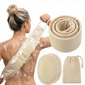 Natural Loofah Back Scrubber for Shower for Men and Women, Exfoliating Loofah Sponge with Soap Saver (1Back+2Pads+1Bag) - size: 2Pads+1Back+1Bag
